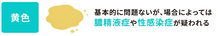 黄色の場合：体質以外だと膿精液症や性感染症が疑われる