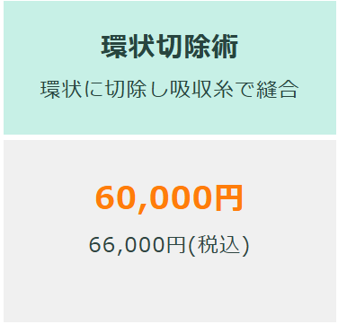 東京ノーストクリニックの料金