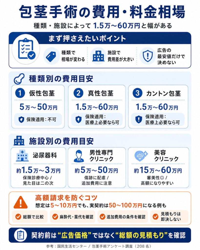 包茎手術の費用・料金相場はいくら？種類・施設別の値段を解説