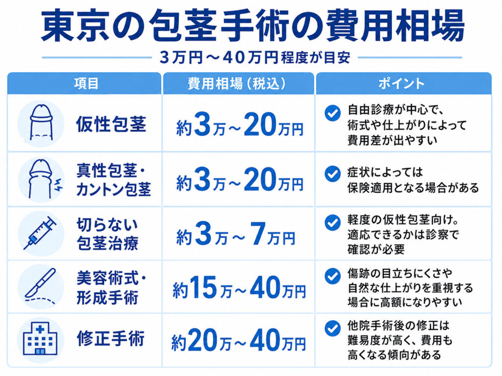 東京の包茎手術の費用相場